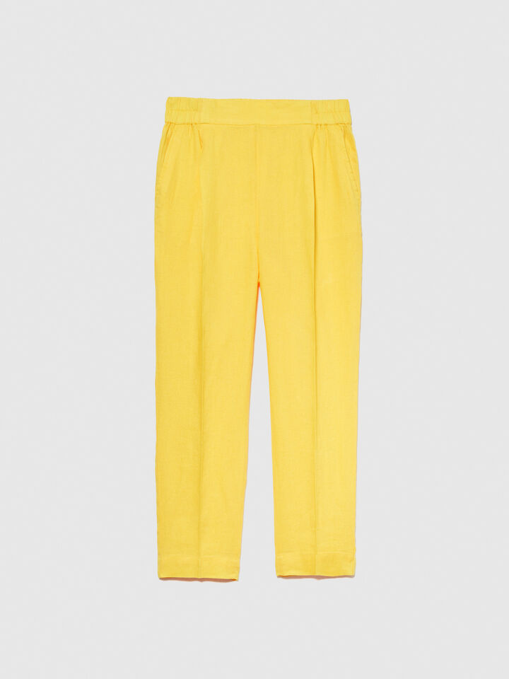 100% linen joggers - women's joggers - Yellow | Sisley image number 6